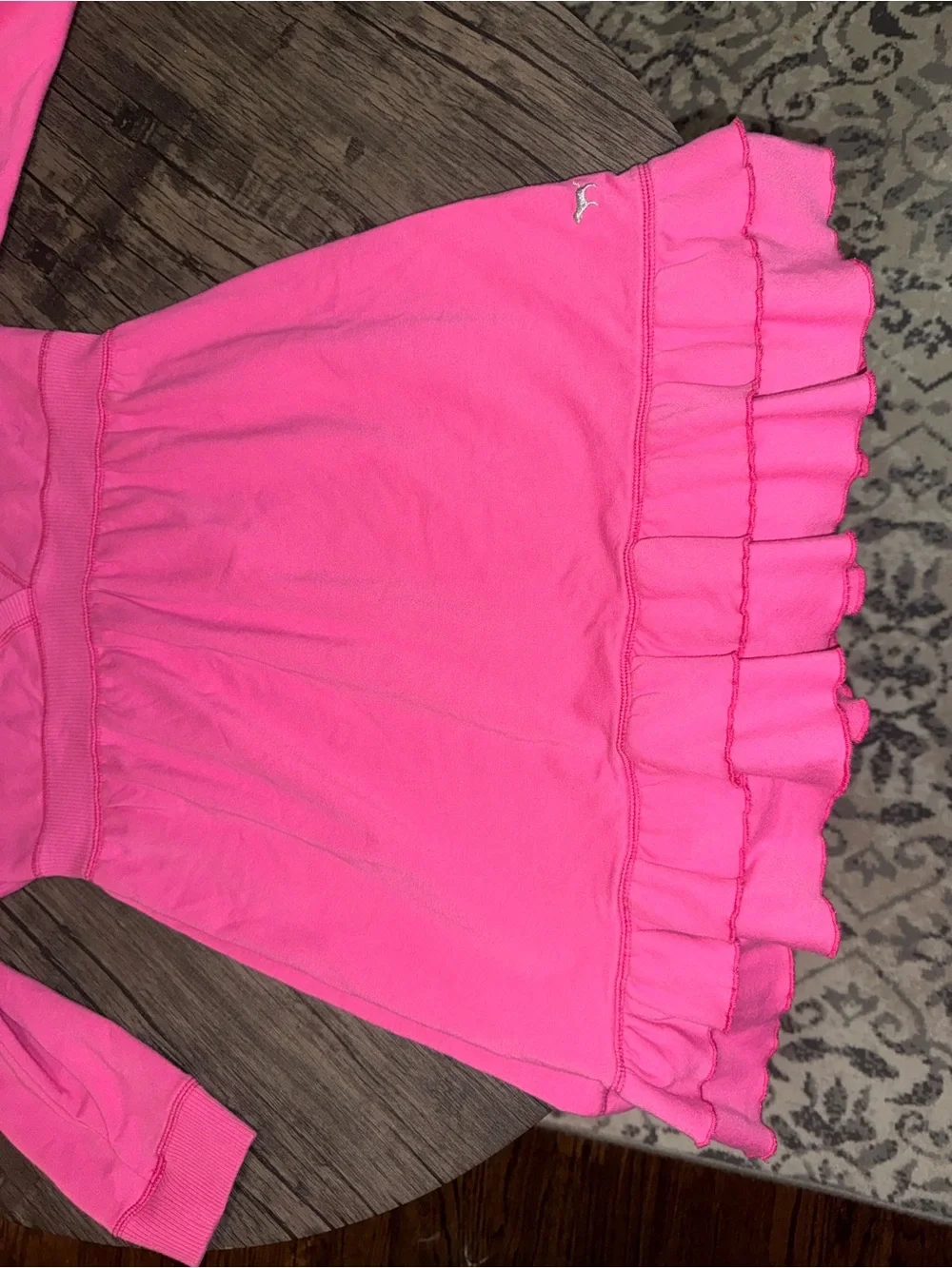 PINK Victoria's Secret Vintage Hot Pink Hooded Ruffle Dress size large - Picture 3 of 8